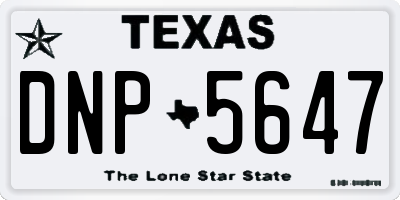 TX license plate DNP5647