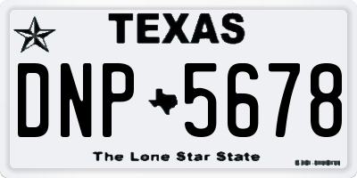 TX license plate DNP5678