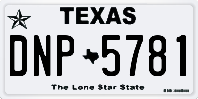 TX license plate DNP5781