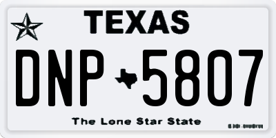 TX license plate DNP5807