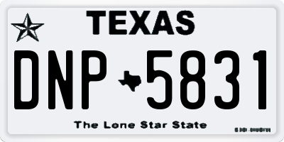 TX license plate DNP5831