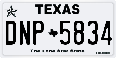 TX license plate DNP5834