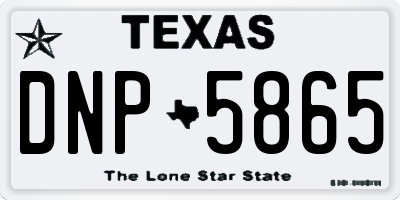 TX license plate DNP5865