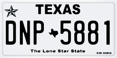 TX license plate DNP5881