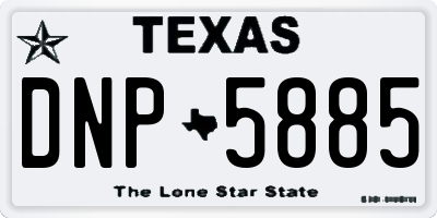 TX license plate DNP5885