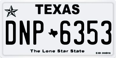 TX license plate DNP6353