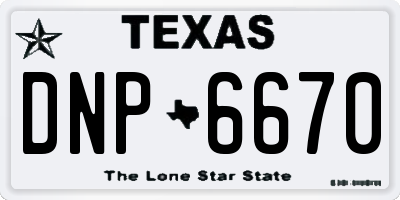 TX license plate DNP6670