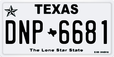 TX license plate DNP6681