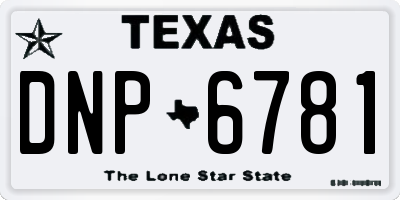 TX license plate DNP6781
