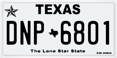 TX license plate DNP6801