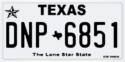 TX license plate DNP6851
