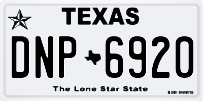 TX license plate DNP6920