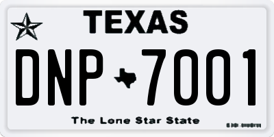 TX license plate DNP7001