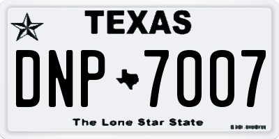 TX license plate DNP7007