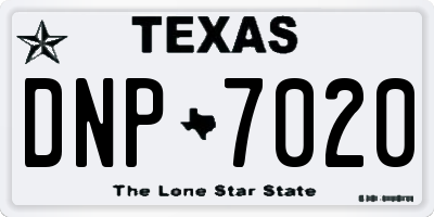 TX license plate DNP7020