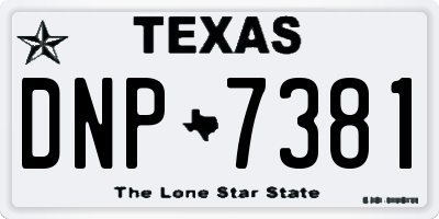 TX license plate DNP7381