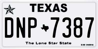 TX license plate DNP7387