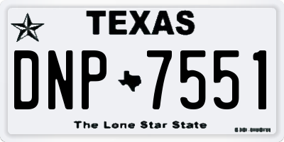 TX license plate DNP7551