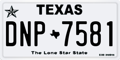 TX license plate DNP7581