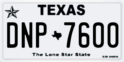 TX license plate DNP7600
