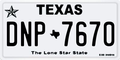 TX license plate DNP7670