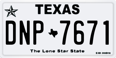 TX license plate DNP7671