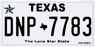TX license plate DNP7783