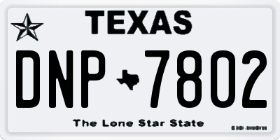 TX license plate DNP7802