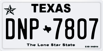 TX license plate DNP7807
