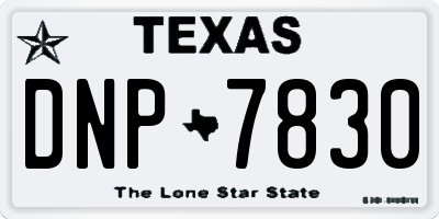 TX license plate DNP7830
