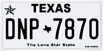 TX license plate DNP7870