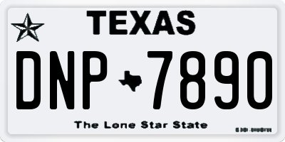 TX license plate DNP7890