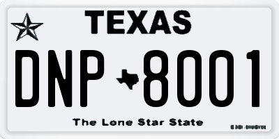 TX license plate DNP8001