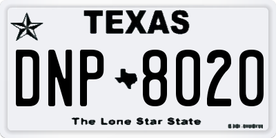 TX license plate DNP8020