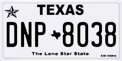 TX license plate DNP8038