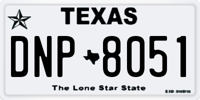 TX license plate DNP8051