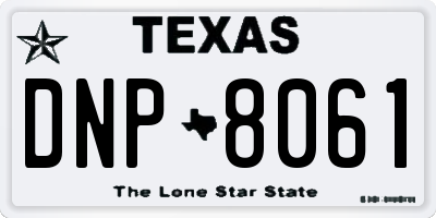 TX license plate DNP8061