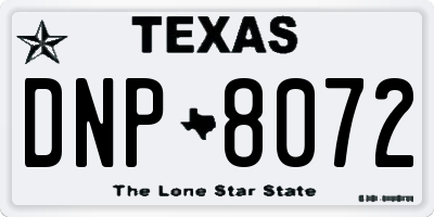 TX license plate DNP8072