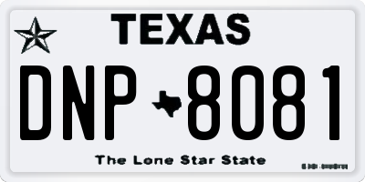 TX license plate DNP8081
