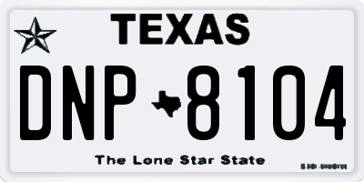 TX license plate DNP8104