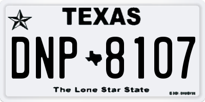 TX license plate DNP8107