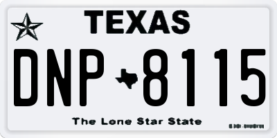 TX license plate DNP8115