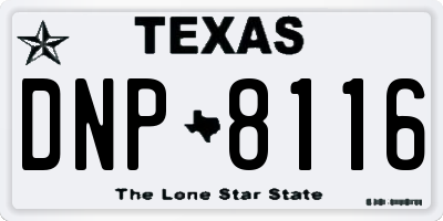 TX license plate DNP8116