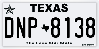 TX license plate DNP8138