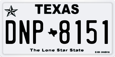 TX license plate DNP8151