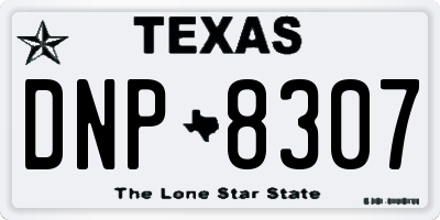 TX license plate DNP8307