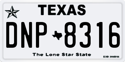 TX license plate DNP8316