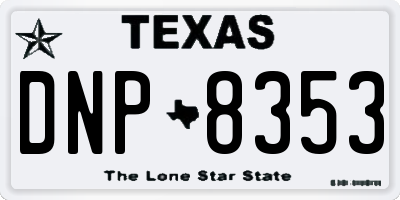 TX license plate DNP8353