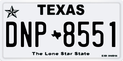 TX license plate DNP8551