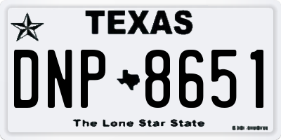 TX license plate DNP8651